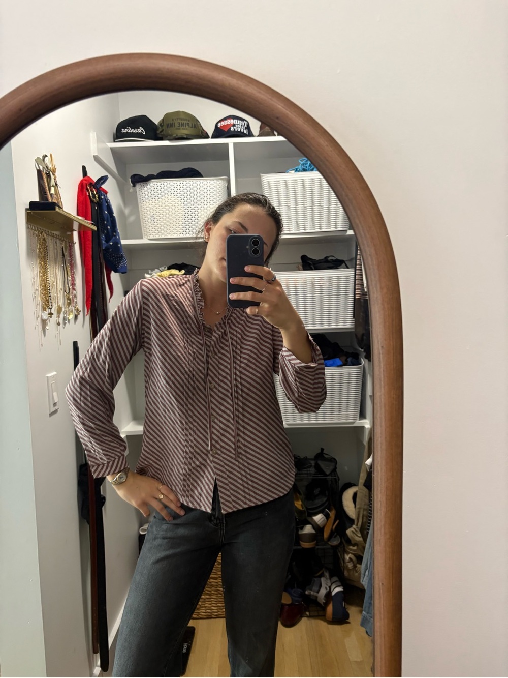 Striped Long-Sleeve Men's Shirt in Mauve